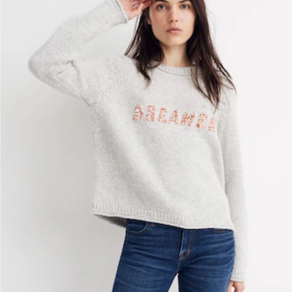 Madewell Dreamer Embroidered Keaton Pullover Sweater Size Large